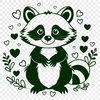 Colorful Racoon Clip Art Design A stylized illustration of a raccoon featuring love hearts in various colors.