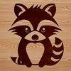 Adorable Raccoon Silhouette Simple line drawing of a cute raccoon sitting on its hind legs.