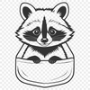 Delicate Forest Animal Line Art A detailed illustration of a raccoon peeking out from behind a tree, created as a vector graphic.