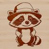 A stylized illustration of a raccoon with a neutral expression.