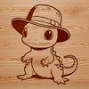A vector illustration of a salamander wearing a hat, suitable for various design applications.