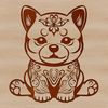 Shiba Inu Illustration in Vector Format A digital illustration of a sitting Shiba Inu dog with ornate details.