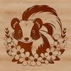 Floral Skunk Illustration A simple illustration of a skunk in a floral setting, suitable for various design projects.