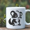 Black Outline Skunk Design SVG A digital illustration of a wild skunk in black outline.