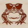 A cartoon toad wearing sunglasses in a playful vector design.