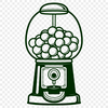 Colorful Gumball Dispenser Icon An illustration of a classic gumball machine with colorful buttons and rotating drum.