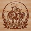 Love Skeleton Design with Roses and Flowers A floral-themed skeleton design featuring roses and other decorations, ideal for Valentine's Day.