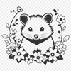 Possum in Bloom Graphic Design A cute possum illustration with a floral pattern in the background.