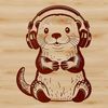 A wild otter in a natural environment with a subtle hint of a musical element.