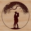 Beautiful Couple's Tree Hug Vector Art A stylized illustration of a tree with intertwined lovers embracing at the top.