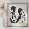 Wedding Bliss Vector Art A couple exchanging vows on their special day, a beautiful occasion marked by love and commitment.