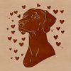 Adorable Weimaraner Illustration with Love Hearts A vector illustration of a Weimaraner dog with love hearts surrounding it.