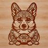 Ornate Welsh Corgi Clip Art A cute dog breed illustration featuring a Welsh Corgi in a sitting position surrounded by floral elements.