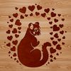 A colorful illustration of a lemur, a wild animal native to Madagascar, surrounded by love hearts in various colors.