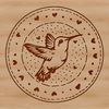 Whimsical Flying Bird SVG Design A colorful hummingbird with ornate feathers and love hearts flying in mid-air, depicted as vector art.