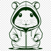 A cute cartoon hamster wearing a hooded sweater, ideal for crafters and designers.