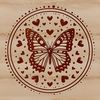 Love Heart Surrounds Beautiful Insect A colorful butterfly with love hearts surrounding its body, suitable for gardening-themed designs and crafts.