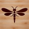 A simple line drawing illustration of a cute dragonfly in vector format.