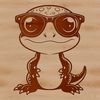 A cartoon salamander wearing glasses, designed as vector art for use in digital design projects.