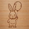 Whimsical Easter Rabbit Silhouette A cartoon rabbit standing upright with long ears and a fluffy tail.