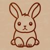 Whimsical Rabbit Line Art A simple line drawing of a sitting rabbit, suitable for use in digital designs and crafts.