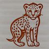A cute cheetah standing on its hind legs in a simple line art style.