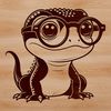 A digital illustration of a salamander wearing glasses on its head, depicted in vector format.