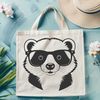 A wild badger illustration with spectacles, depicted in a simple and stylized vector format.