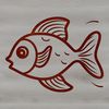 Colorful illustration of a smiling fish with cute facial features.