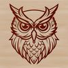 Whispering Wildlife Owl Portrait A detailed illustration of an owl's head featuring sharp facial features and soft feathers.