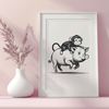 Whimsical Animal Hybrid Illustration A digital illustration of a monkey-pig hybrid, created as vector art.