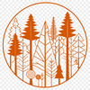 Beautiful Woodland Landscape A detailed illustration of a forest landscape with multiple tree silhouettes, suitable as clip art for various projects.