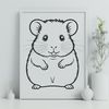 Colorful Rodent Illustration A digital illustration of a cute hamster in a cage.