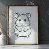 A small, furry hamster standing on its hind legs, depicted in simple vector lines.