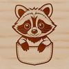 A digital illustration of a raccoon in simple vector lines.