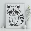 A detailed illustration of a raccoon in vector format, suitable for various design applications.