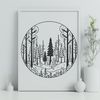 Tree Line Forest Landscape Illustration of a forest with various trees and foliage in a vector format.