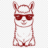 Funny Alpaca Silhouette An alpaca wearing sunglasses in a vector illustration.