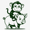 Unique Mammal Illustration An illustration of a monkey-pig hybrid creature.
