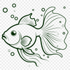 Transparent Goldfish SVG Graphics A simple illustration of a goldfish in a transparent background.