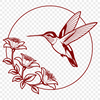 Whimsical Bird Amidst Blooms An illustration of a hummingbird in mid-flight amidst vibrant flowers.