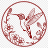 Colorful Floral Branch Scene with Bird A colorful hummingbird perched on a vibrant floral branch.