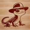 A colorful illustration of a salamander wearing a hat, suitable for vector design projects.