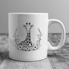 Tall Giraffe with Floral Pattern An illustration of a tall giraffe with a floral pattern on its fur.