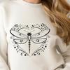 Stylized Dragonfly Illustration with Heart Patterns A stylized dragonfly illustration with heart patterns and designs, suitable for vector art projects.