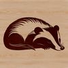A vector illustration of a sleeping badger in a wild animal setting.