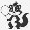 Bold Black and White Animal Design A simple illustration of a skunk animal with a bold black and white design.