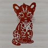 Whimsical Ocelot SVG Design A sleek, wild cat with distinctive markings sits on its haunches.