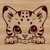 A close-up illustration of a wild ocelot's face, showcasing its distinctive features.