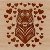 Whimsical Wild Tiger Illustration Illustration of a majestic wild tiger with heart details, suitable for vector graphics.